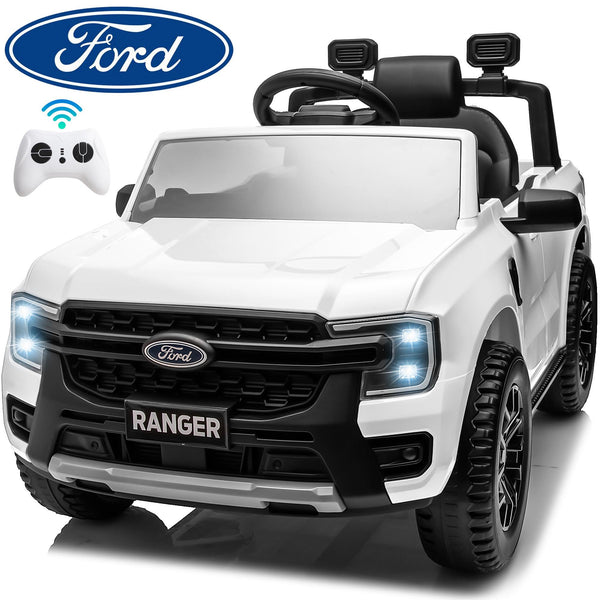 12V Electric Kids Ride-On Car - Licensed Ford Ranger - White