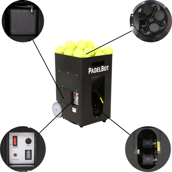 PADELBOT | Portable Padel Training Ball Feeder and Catch net with Remote Control