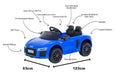 Image of Kids Electric Ride On Car Audi R8 Blue 12V