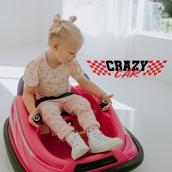 Crazy Car 12V Electric Ride On Bumper Car - Pink
