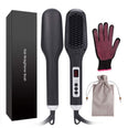 Image of Deluxe Ionic 2-in-1 Hair Straightening Brush with glove