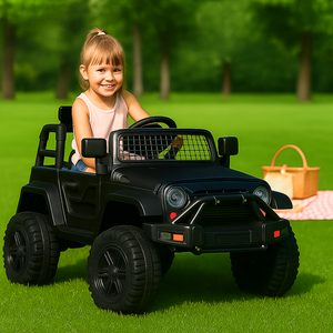 12V Kids Ride On Jeep Car w/Parent Remote Control - Black