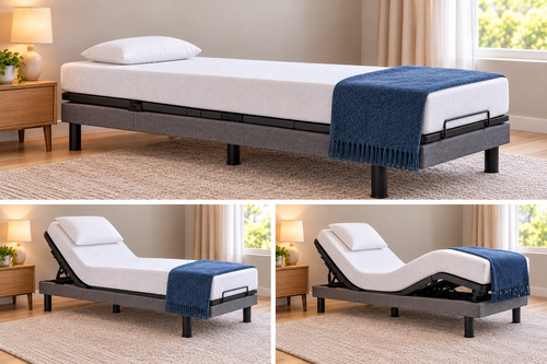 EZbed Adjustable Electric single Bed (90cm) with Italian Magnaflex Mattress