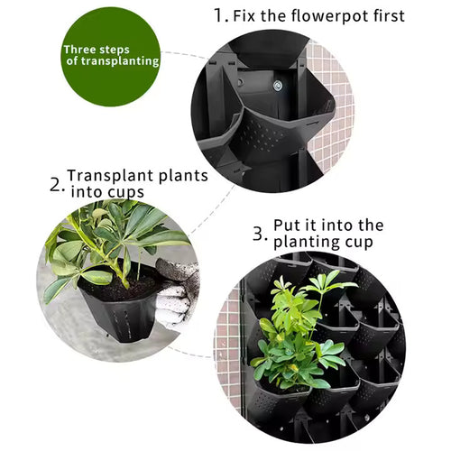 Vertical Wall Planter System - Stackable & Modular -Set of 3