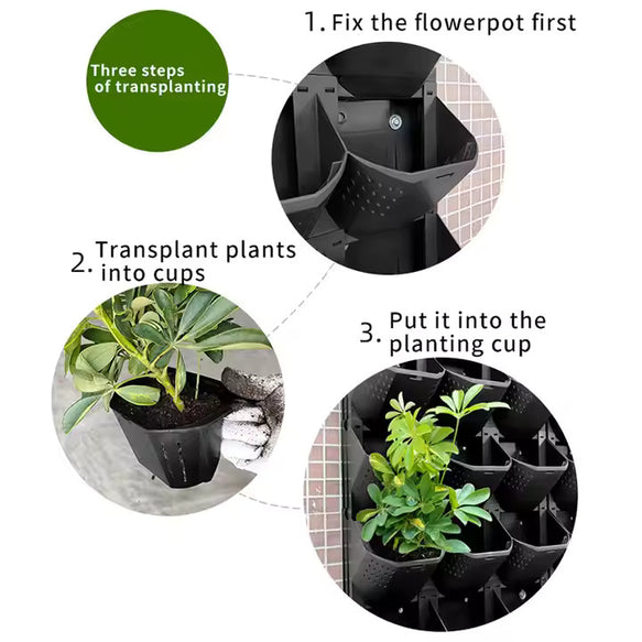 Vertical Wall Planter System - Stackable & Modular -Set of 3