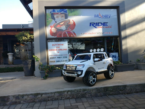 DEMO 12V Ford Ranger 2 seater kids ride on car-white KIDS RIDE ON ELECTRIC CARS- SA SCOOTER SHOP