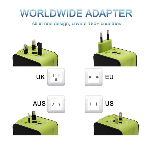 World Travel Adapter with USB Ports