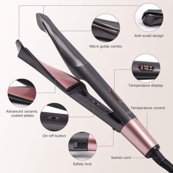 Hair Straightener & Curling, Tourmaline Ceramic Twisted Flat Iron