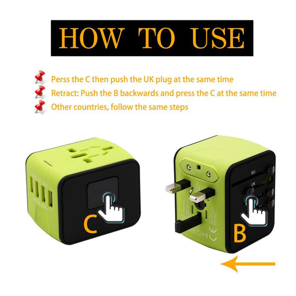 World Travel Adapter with USB Ports