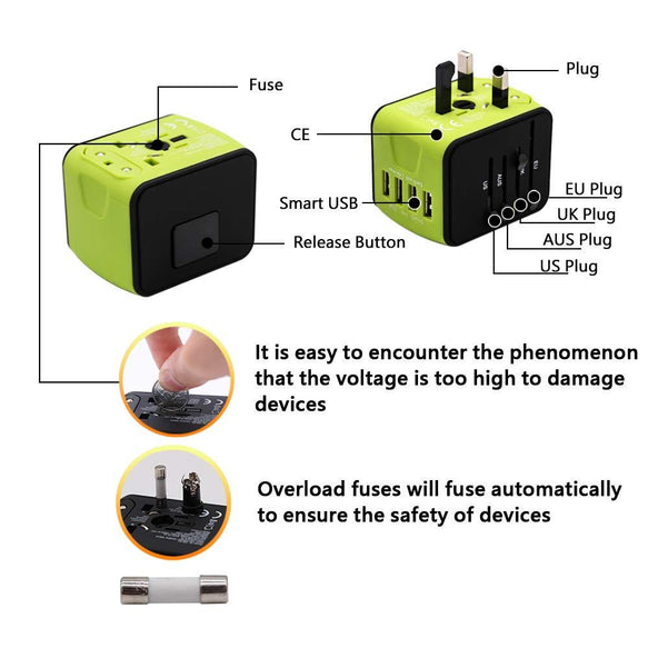 World Travel Adapter with USB Ports