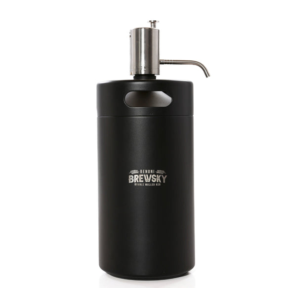 Benoni Brewsky Mini beer keg (double walled) black with Powered tap -5L