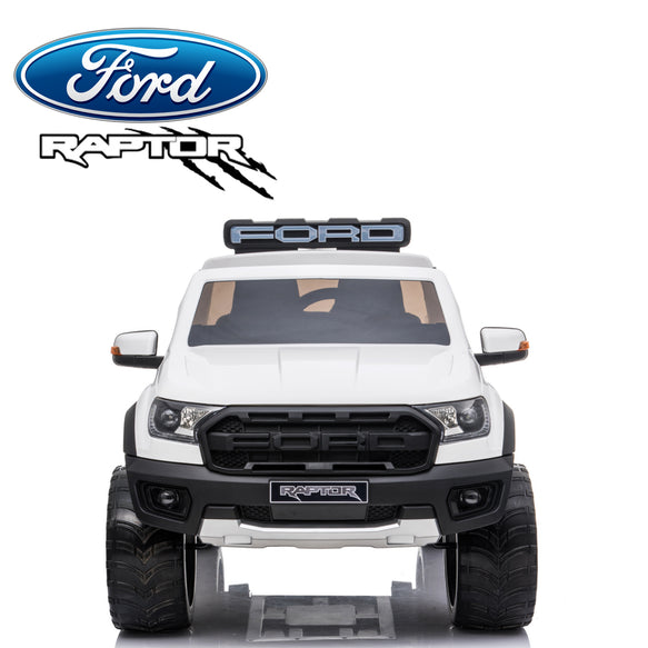 Demo *NEW*  White Ford Raptor  - 2 seater kids electric ride on car rubber tyres