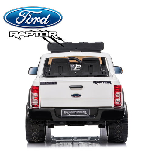 Demo *NEW*  White Ford Raptor  - 2 seater kids electric ride on car rubber tyres