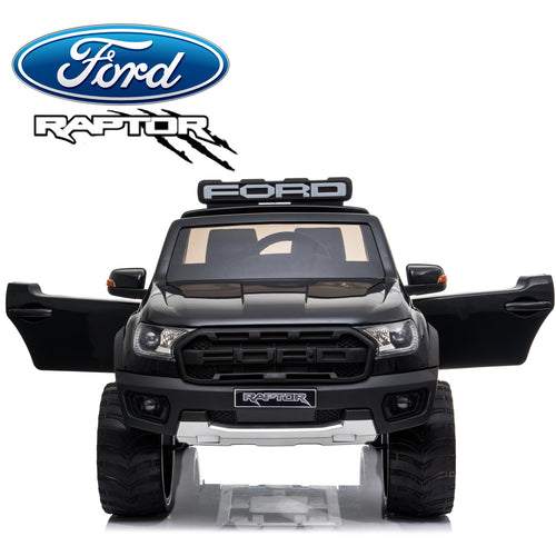 Demo *NEW*  Black Ford Raptor  - 2 seater kids electric ride on car rubber tyres