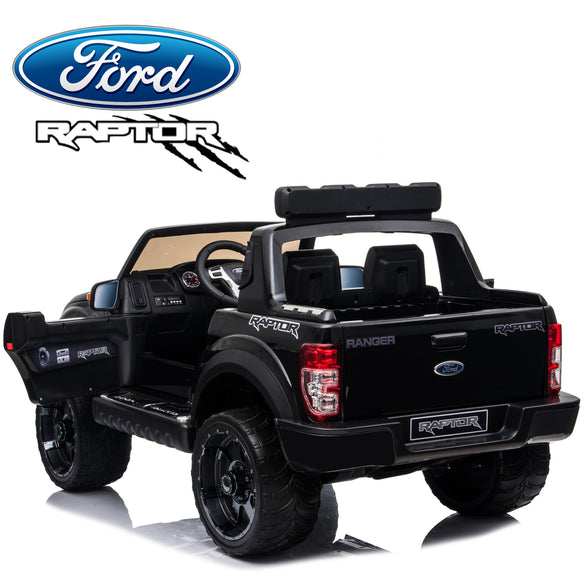 Demo *NEW*  Black Ford Raptor  - 2 seater kids electric ride on car rubber tyres