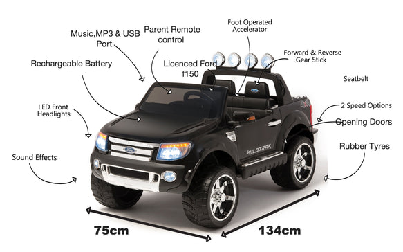 Black Ford Ranger - 2 Seater Kids Electric Ride On Car
