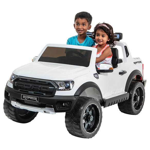 Kids Electric Ride On Car Ford Raptor White - 2 Seater