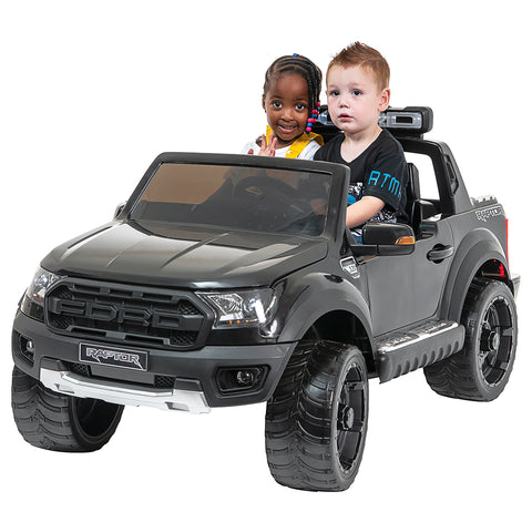 Demo *NEW*  Black Ford Raptor  - 2 seater kids electric ride on car rubber tyres