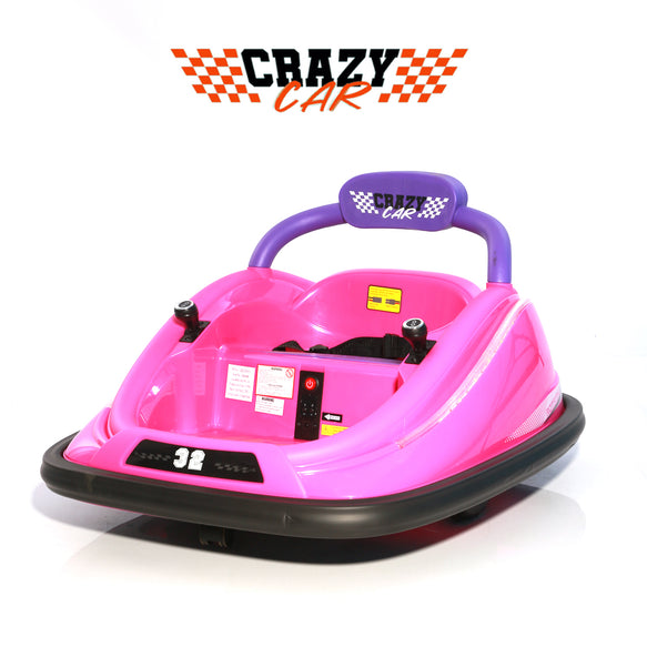 Crazy Car 12V Electric Ride On Bumper Car - Pink