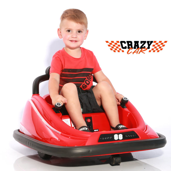 Crazy Car 12V Electric Ride On Bumper Car - Red