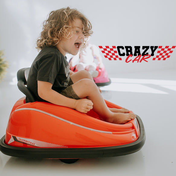 Crazy Car 12V Electric Ride On Bumper Car - Red