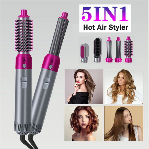 NEW 5 in 1 Interchangeable Hot Air Brush & Hair Dryer